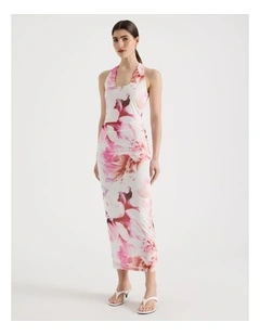 Mesh Square Midi Dress in Pink