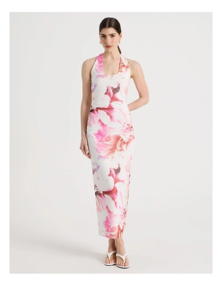Mesh Square Midi Dress in Pink image 3