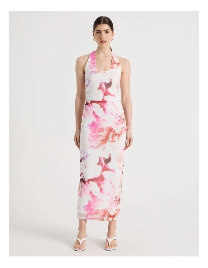 Mesh Square Midi Dress in Pink image 5