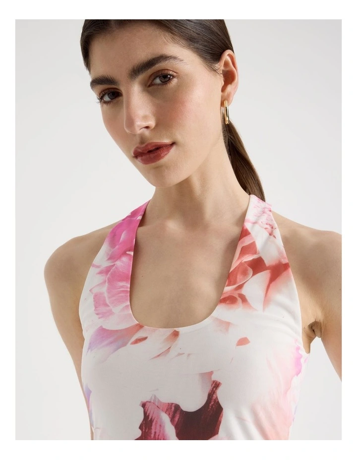 Mesh Square Midi Dress in Pink image 7