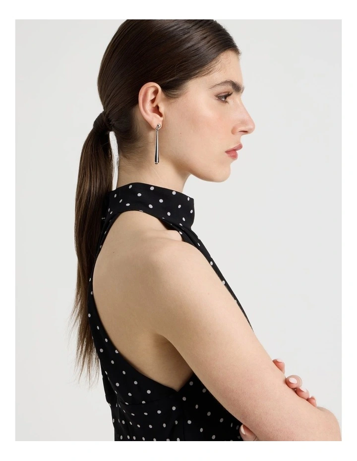 Halter Plunge Maxi Dress in Black/White image 4