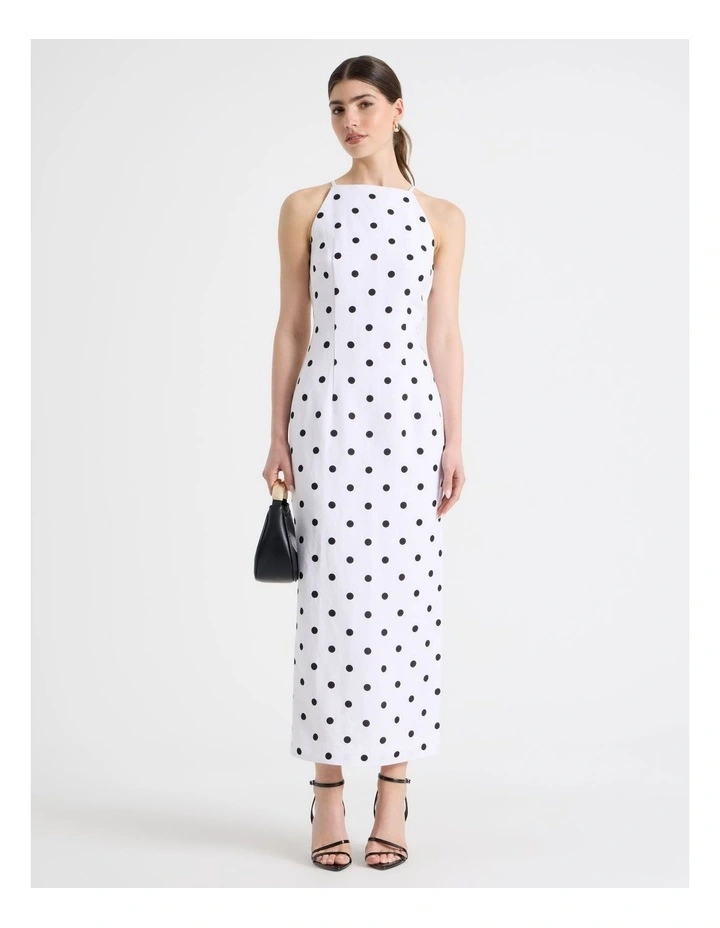 Square Neck Midi Dress in Black/White image 1