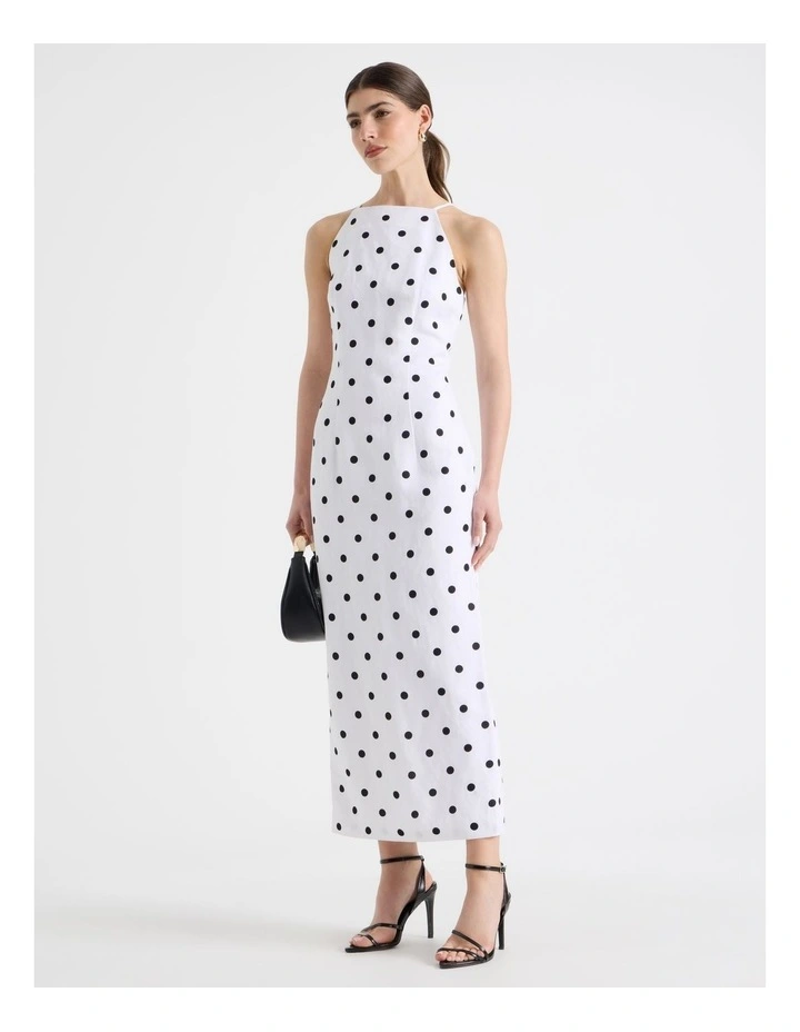 Square Neck Midi Dress in Black/White image 3