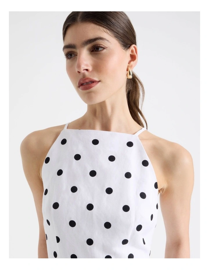 Square Neck Midi Dress in Black/White image 4