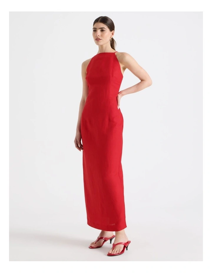 Square Neck Midi Dress in Red image 2