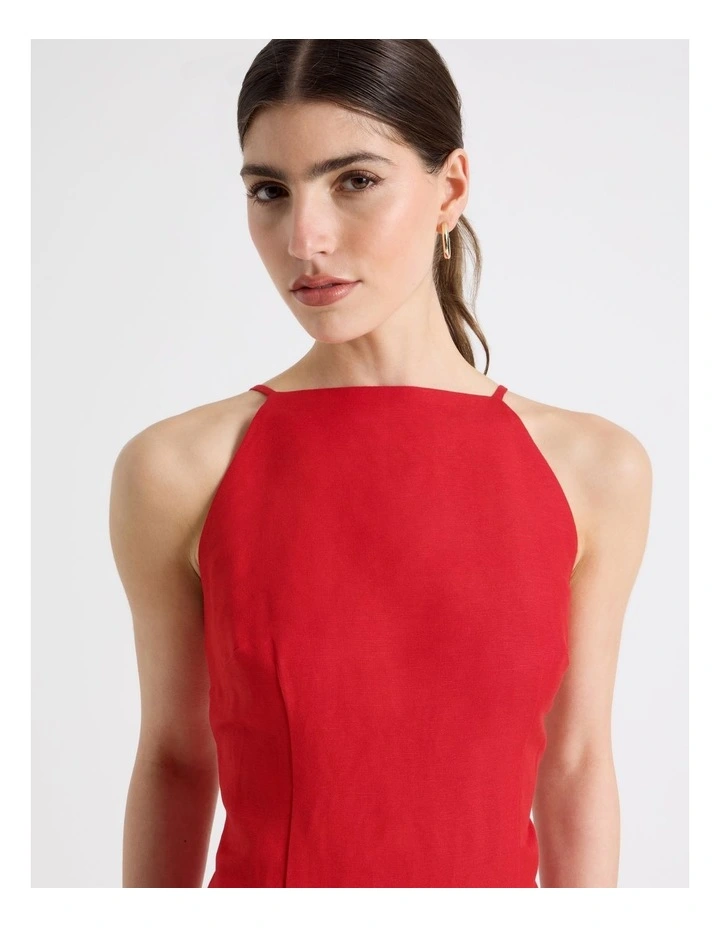 Square Neck Midi Dress in Red image 4