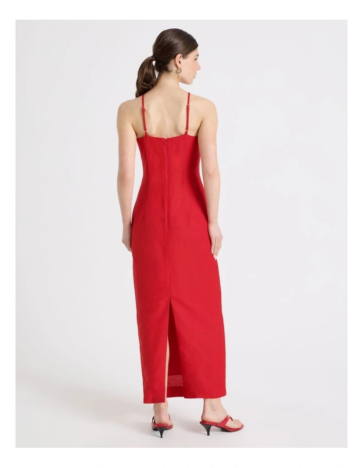Square Neck Midi Dress in Red image 6