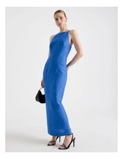 Square Neck Midi Dress in Cobalt