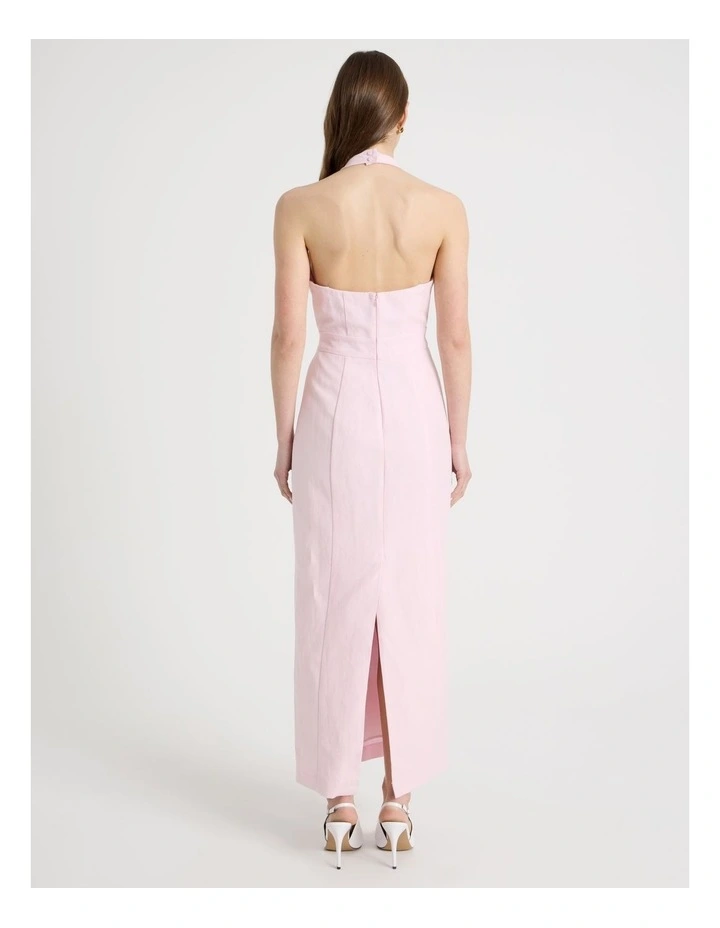Cotton Linen Blend Column Midi Dress in Light Pink image 5