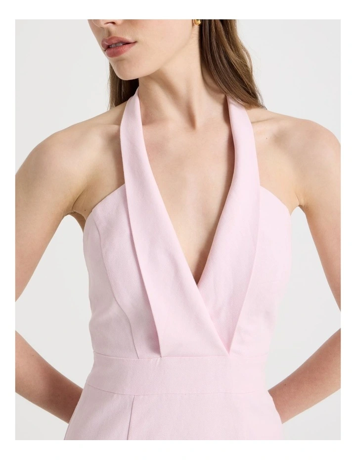 Cotton Linen Blend Column Midi Dress in Light Pink image 6