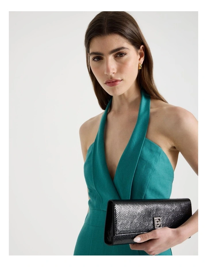 Cotton Linen Blend Column Midi Dress in Teal image 2