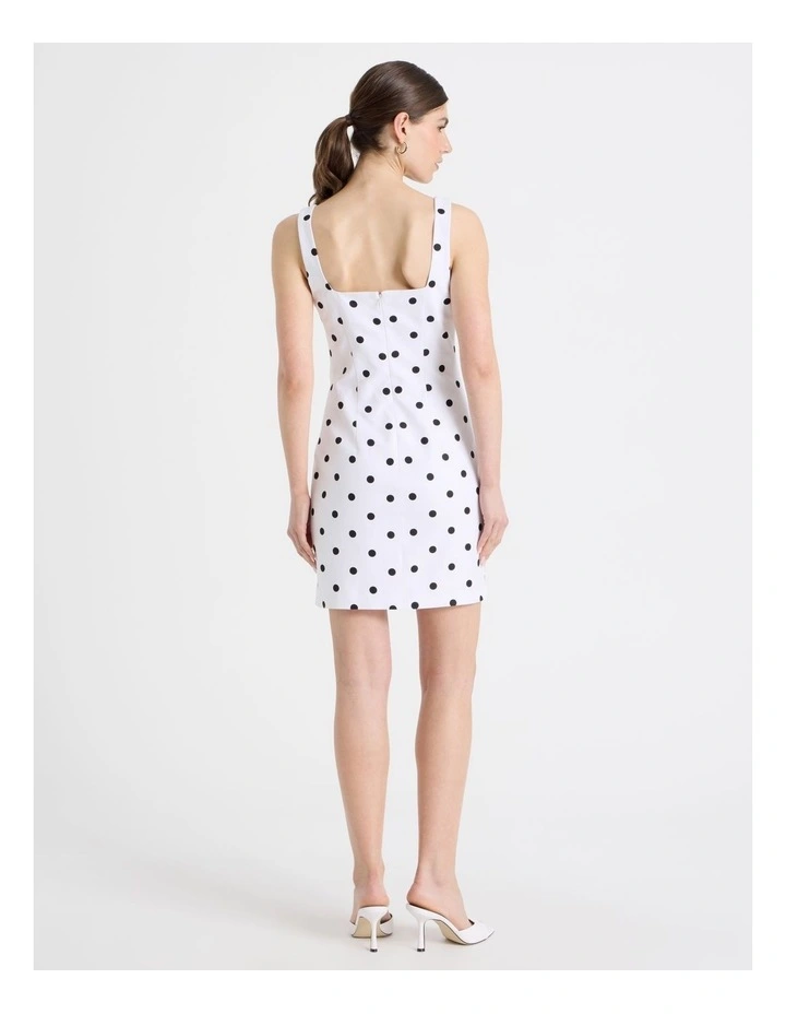 Cotton Linen Blend Scoop Neck Mini Dress in Black/White image 6