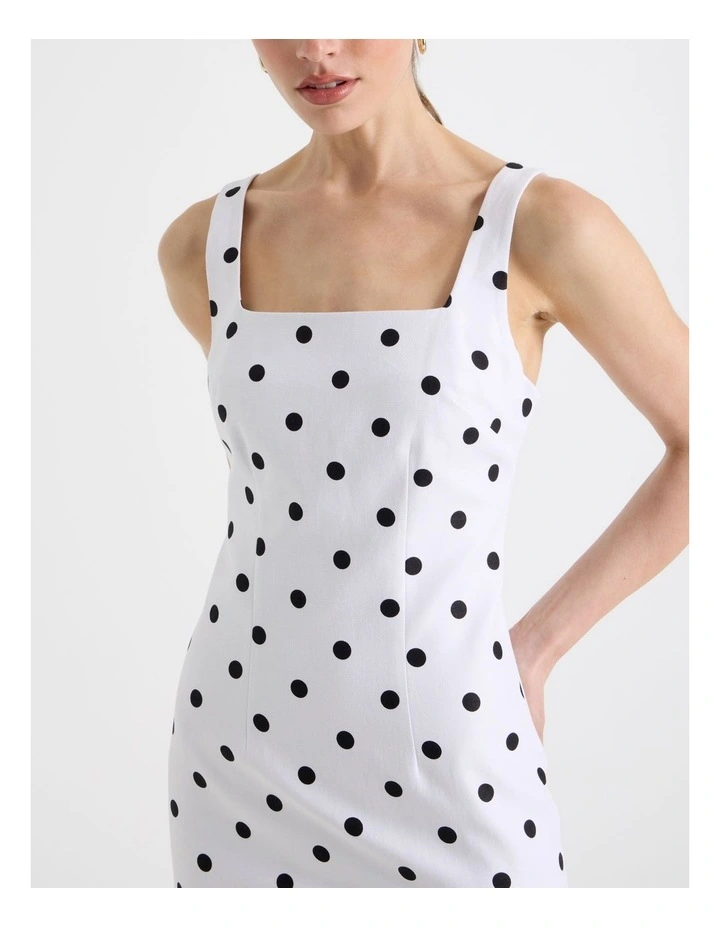 Cotton Linen Blend Scoop Neck Mini Dress in Black/White image 7