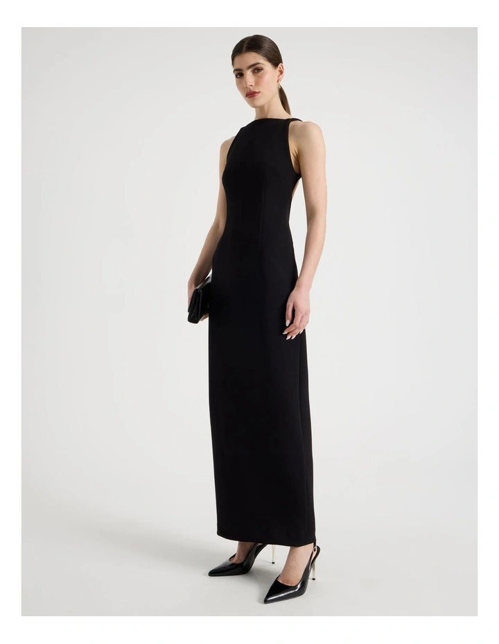 Backless Midi Dress in Black image 1