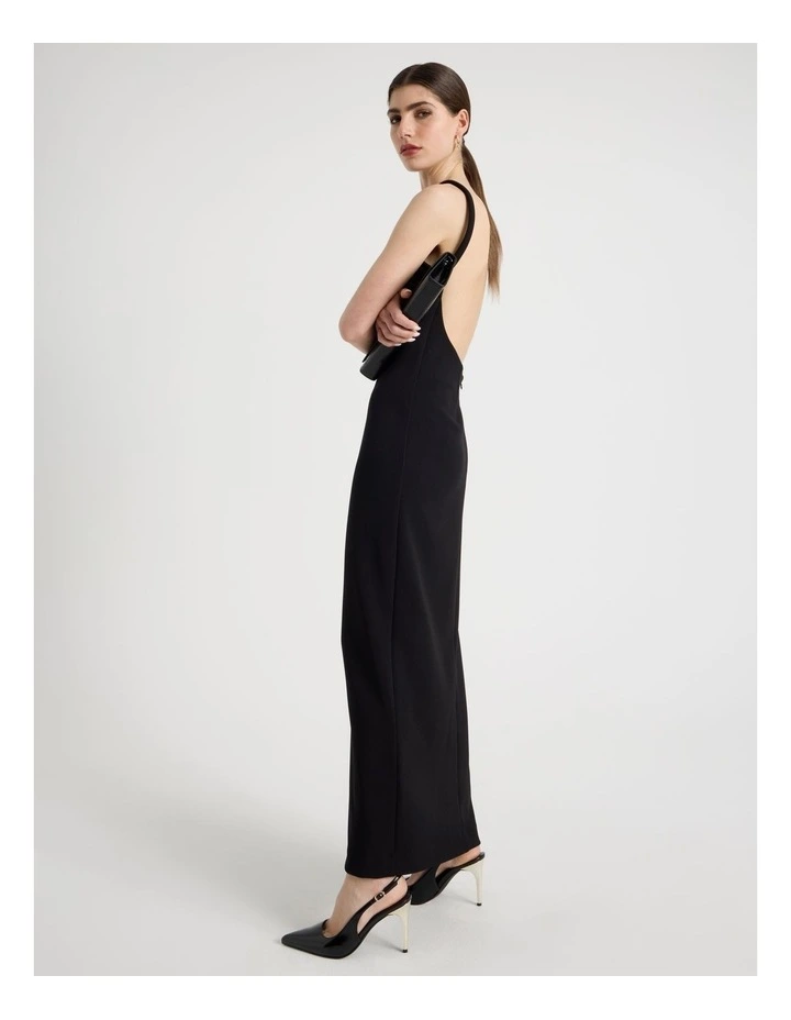 Backless Midi Dress in Black image 2
