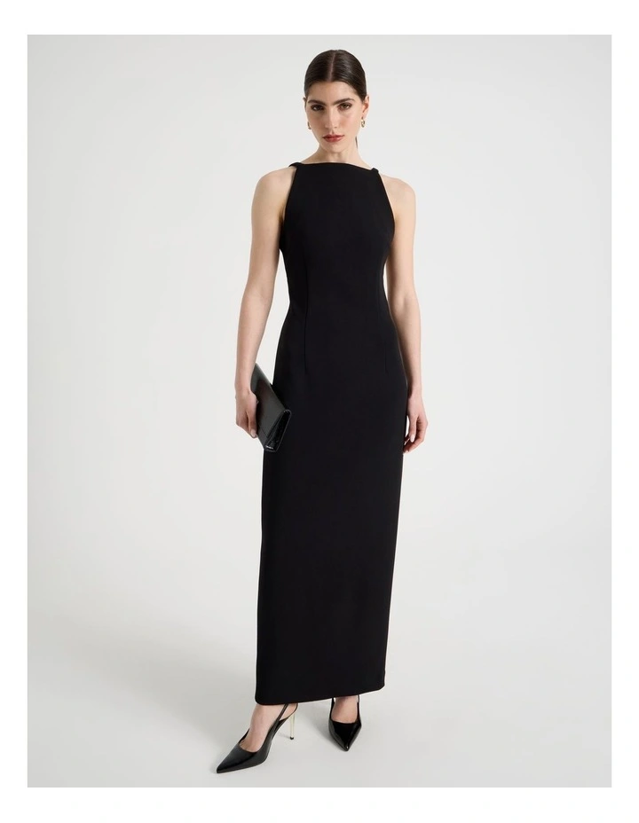 Backless Midi Dress in Black image 4