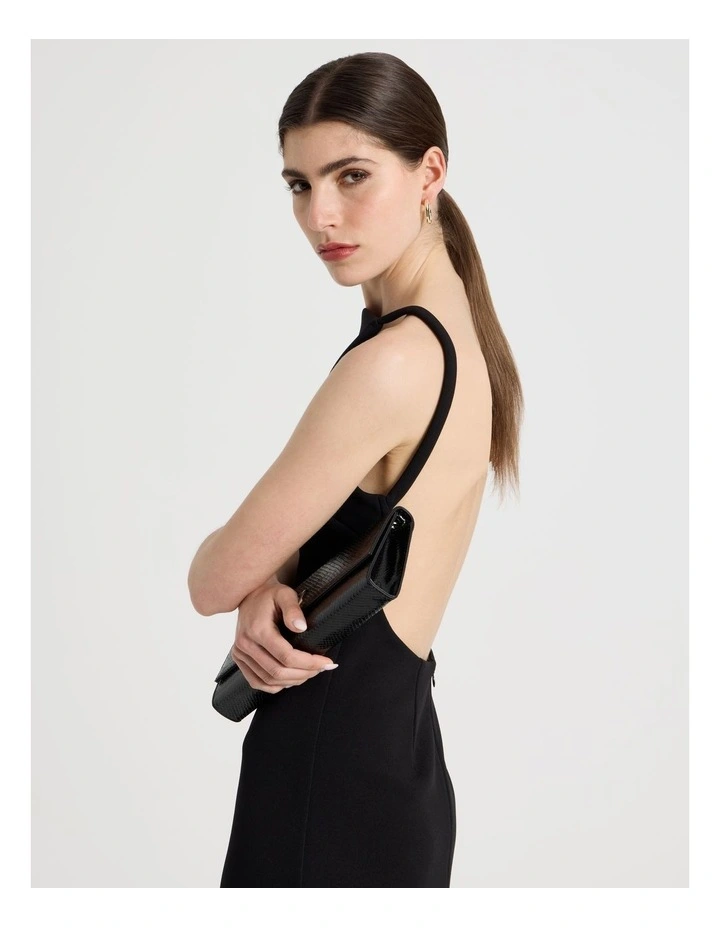 Backless Midi Dress in Black image 5