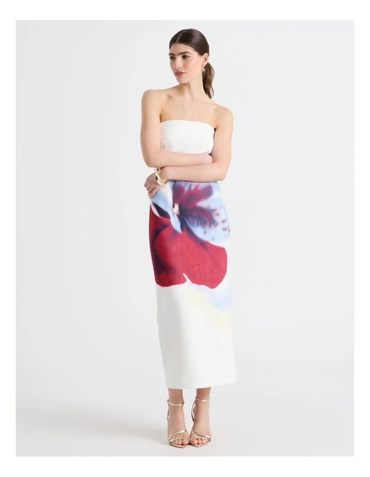 Orchid Strapless Column Maxi Dress in Ivory image 3