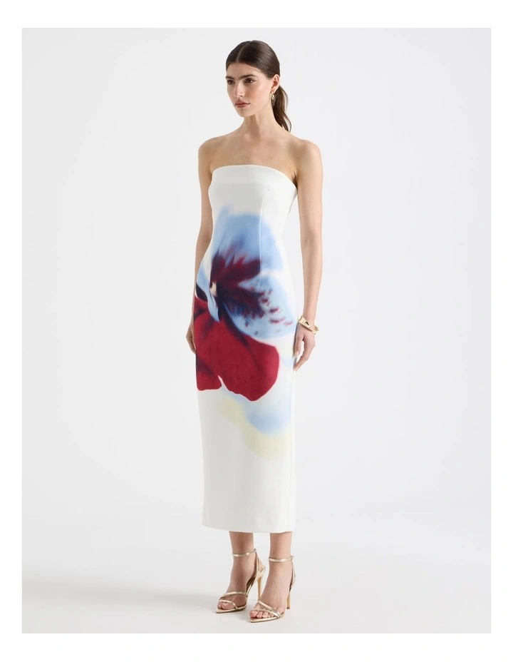 Orchid Strapless Column Maxi Dress in Ivory image 4