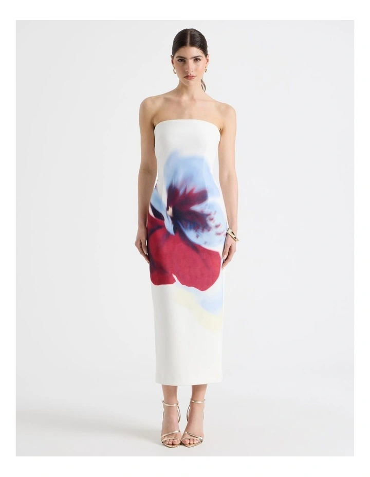 Orchid Strapless Column Maxi Dress in Ivory image 5