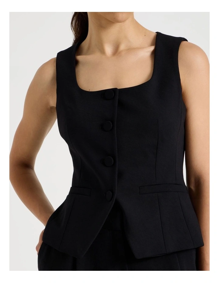Petite Scoop Neck Vest in Black image 3