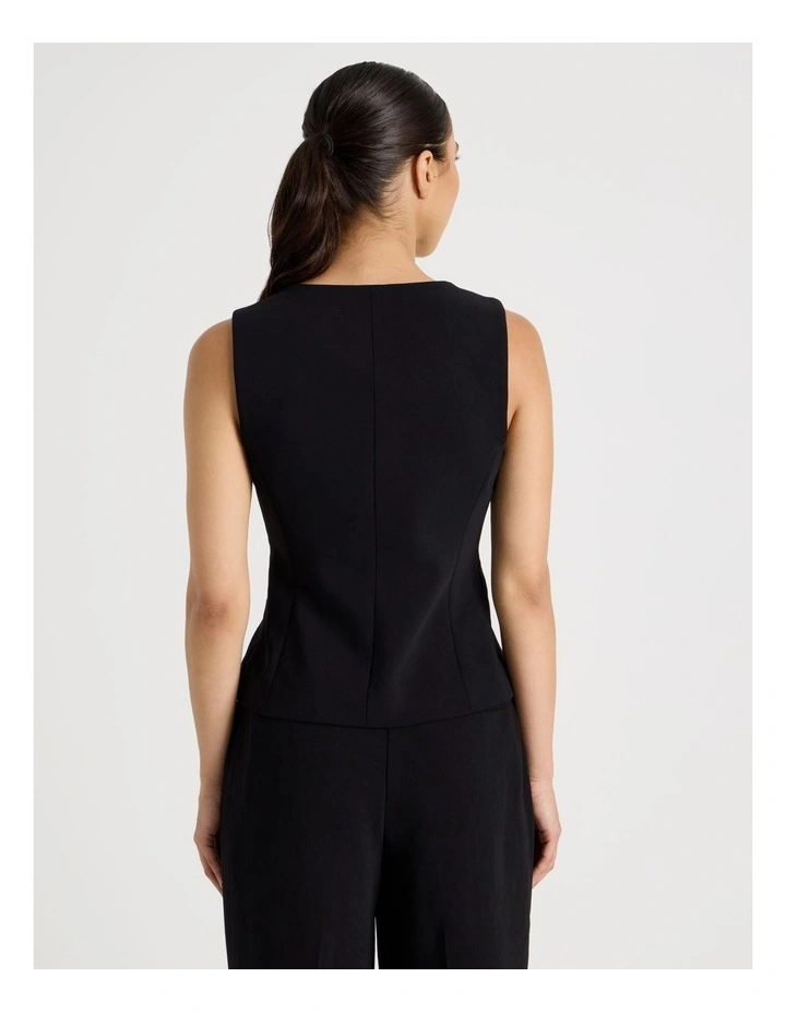 Petite Scoop Neck Vest in Black image 6