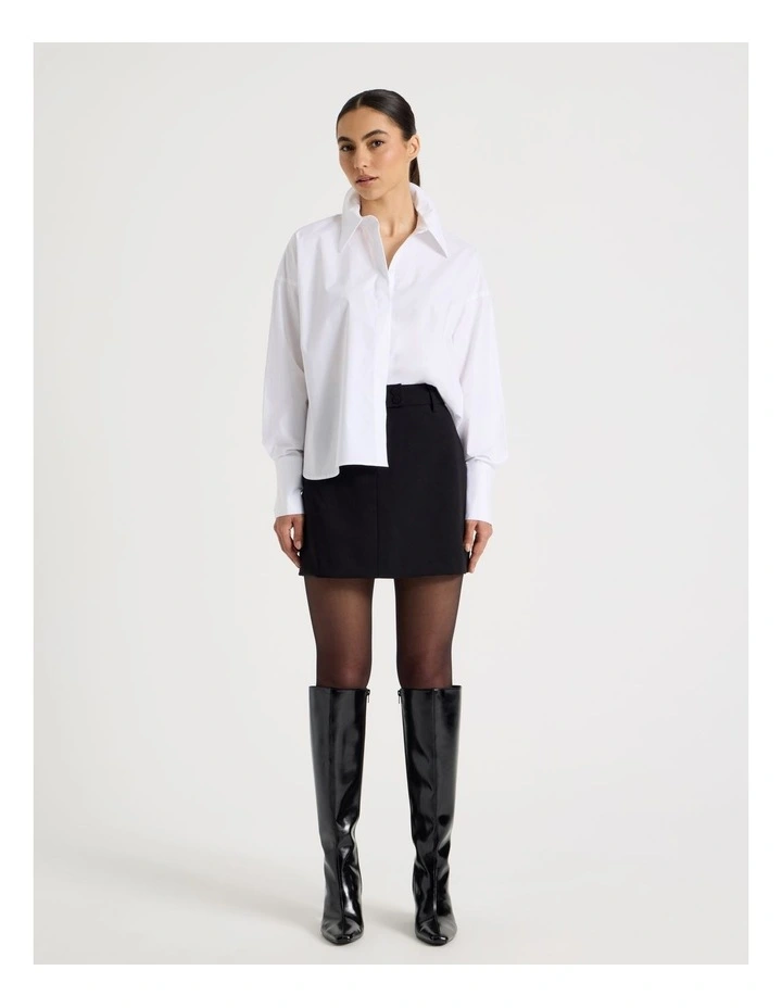 Petite Cotton Poplin Oversized Shirt in White image 2