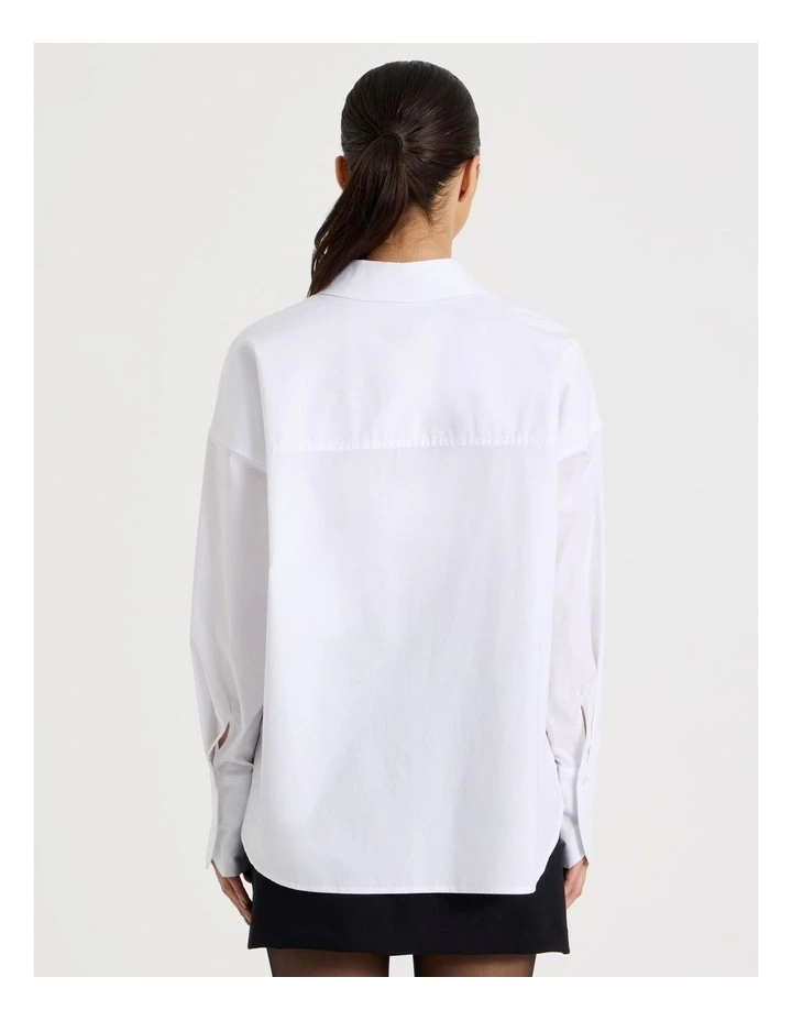 Petite Cotton Poplin Oversized Shirt in White image 4