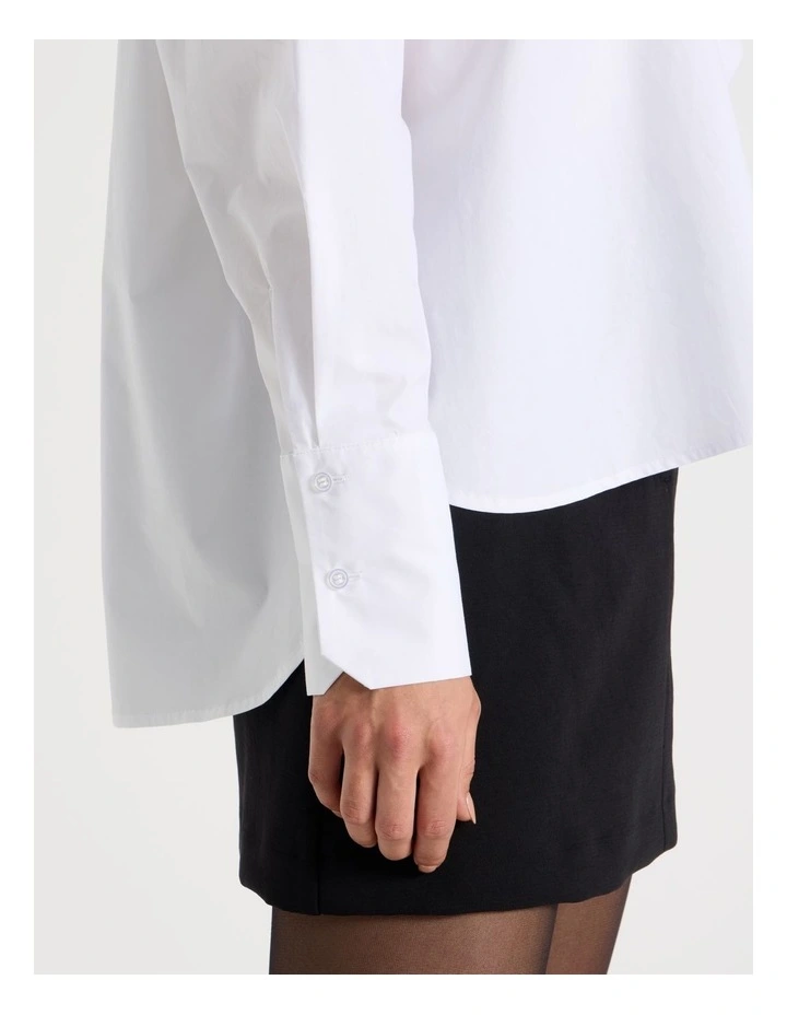 Petite Cotton Poplin Oversized Shirt in White image 5