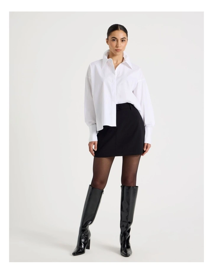 Petite Cotton Poplin Oversized Shirt in White image 6