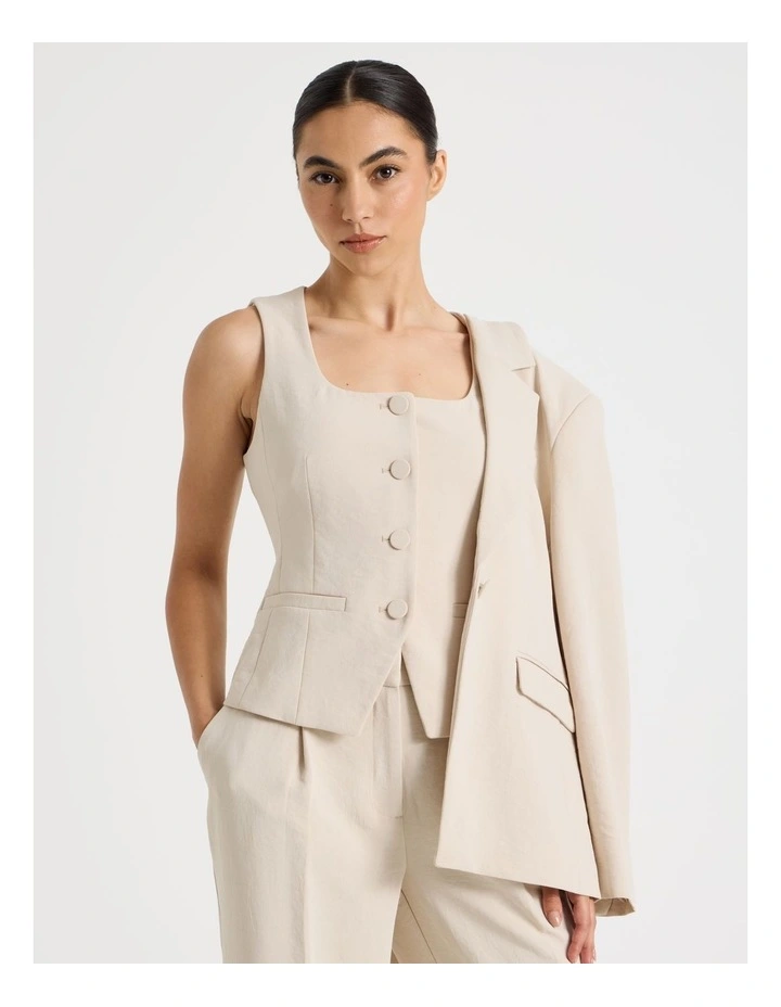 Petite Scoop Neck Vest in Stone image 1