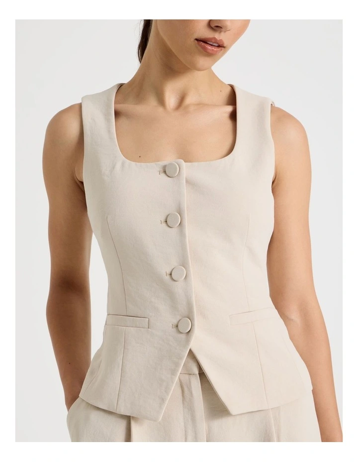 Petite Scoop Neck Vest in Stone image 7