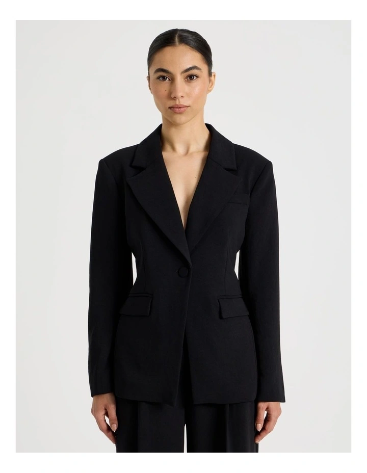 Petite Single Breasted Blazer in Black image 1