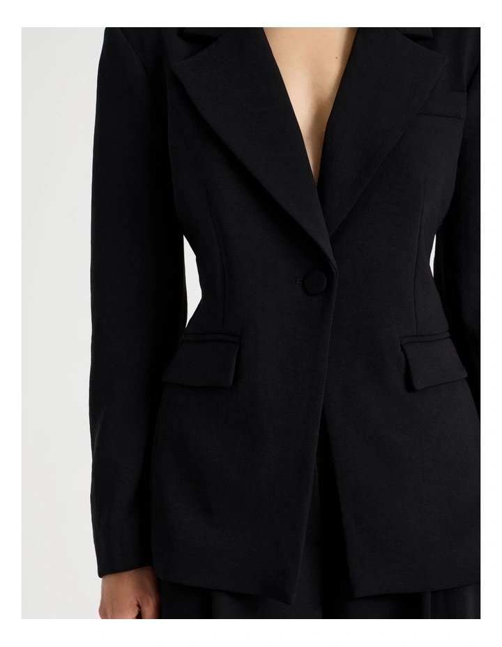 Petite Single Breasted Blazer in Black image 4