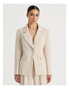 Petite Single Breasted Blazer in Stone