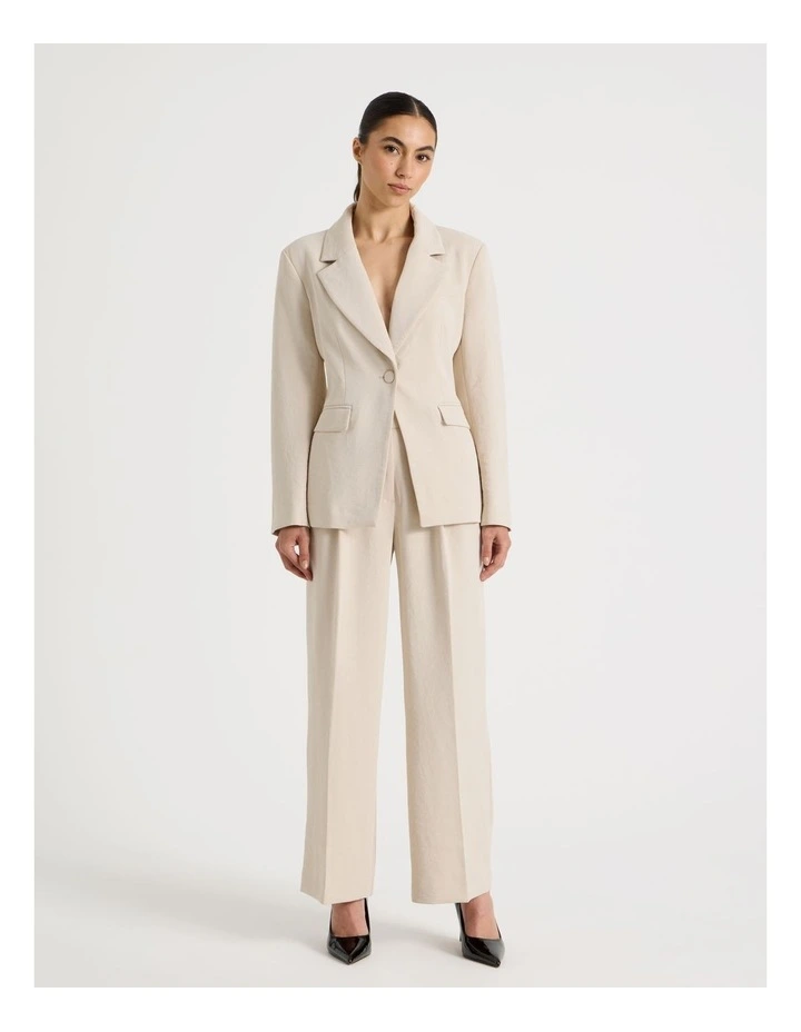 Petite Single Breasted Blazer in Stone image 2