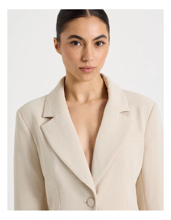 Petite Single Breasted Blazer in Stone image 4