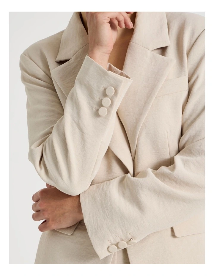 Petite Single Breasted Blazer in Stone image 5