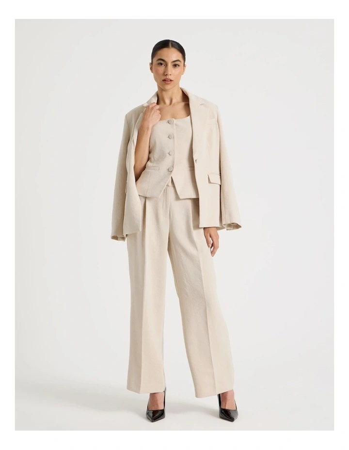 Petite Single Breasted Blazer in Stone image 7