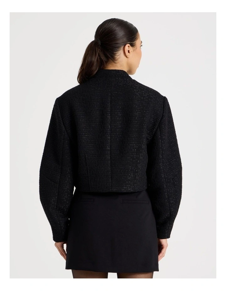 Petite Boucle Zip Up Jacket in Black image 5