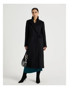 Petite Tailored Long Coat in Black