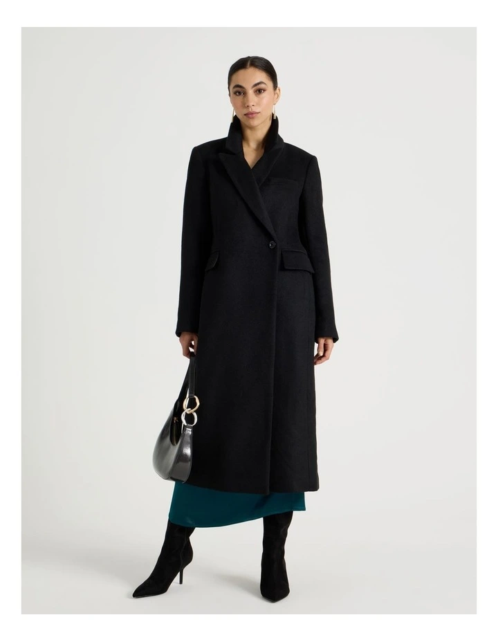 Petite Tailored Long Coat in Black image 1