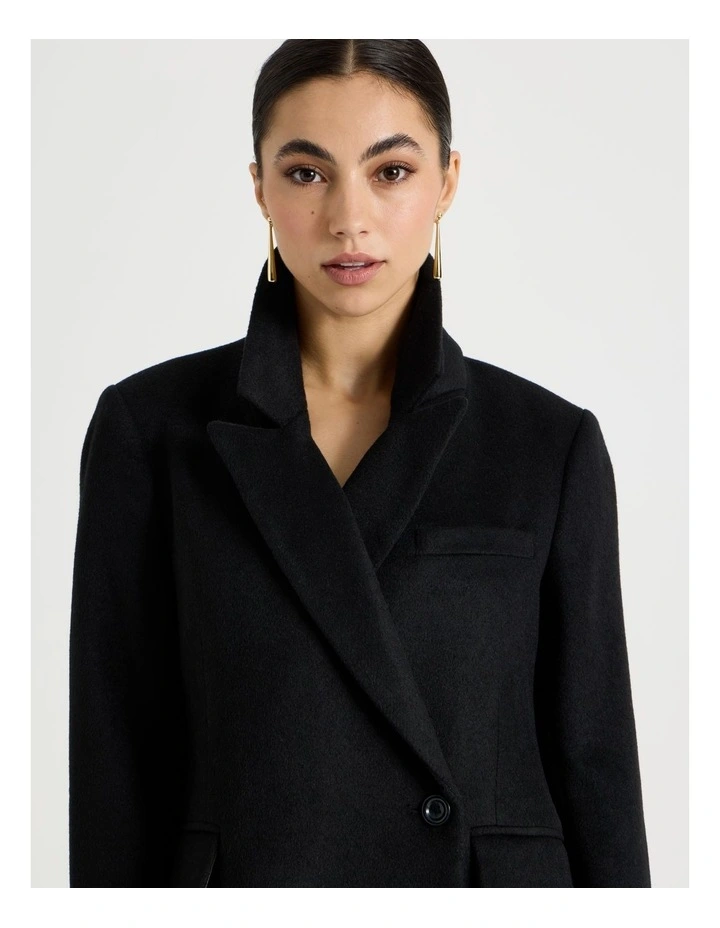 Petite Tailored Long Coat in Black image 2
