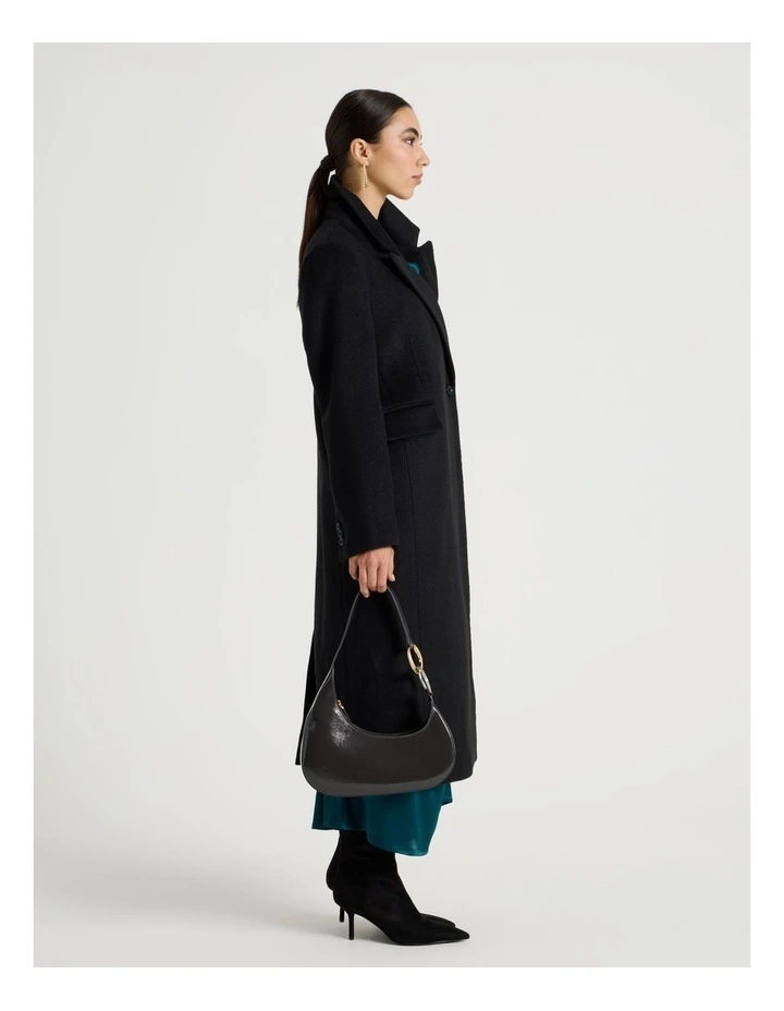 Petite Tailored Long Coat in Black image 3