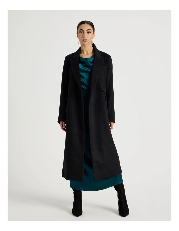 Petite Tailored Long Coat in Black image 4