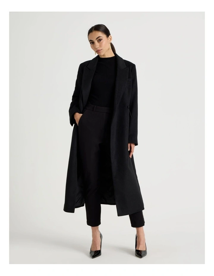 Petite Tailored Long Coat in Black image 7
