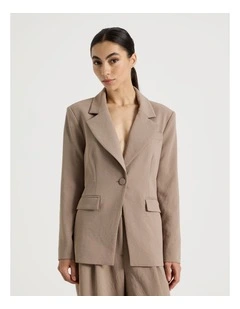 Petite Single Breasted Blazer in Taupe