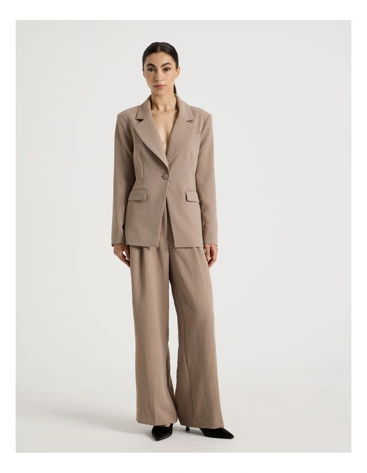 Petite Single Breasted Blazer in Taupe image 2