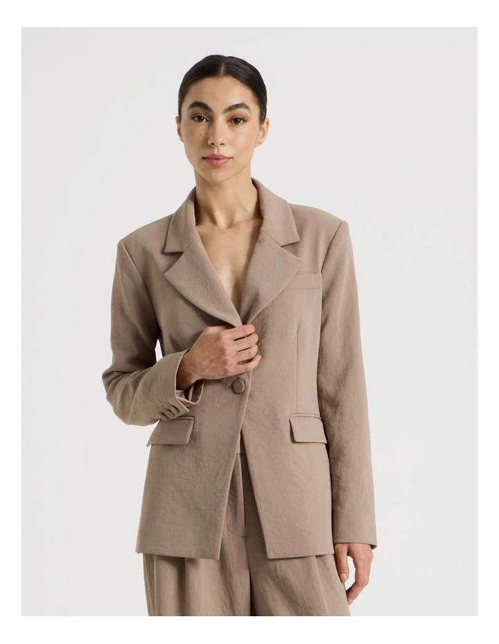 Petite Single Breasted Blazer in Taupe image 4