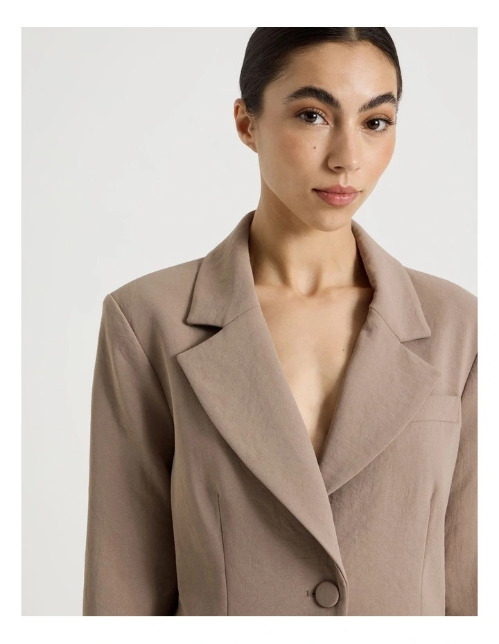 Petite Single Breasted Blazer in Taupe image 6
